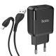 Мережевий зарядний пристрій HOCO N7 Speedy dual port charger Micro cable 10.5W Black