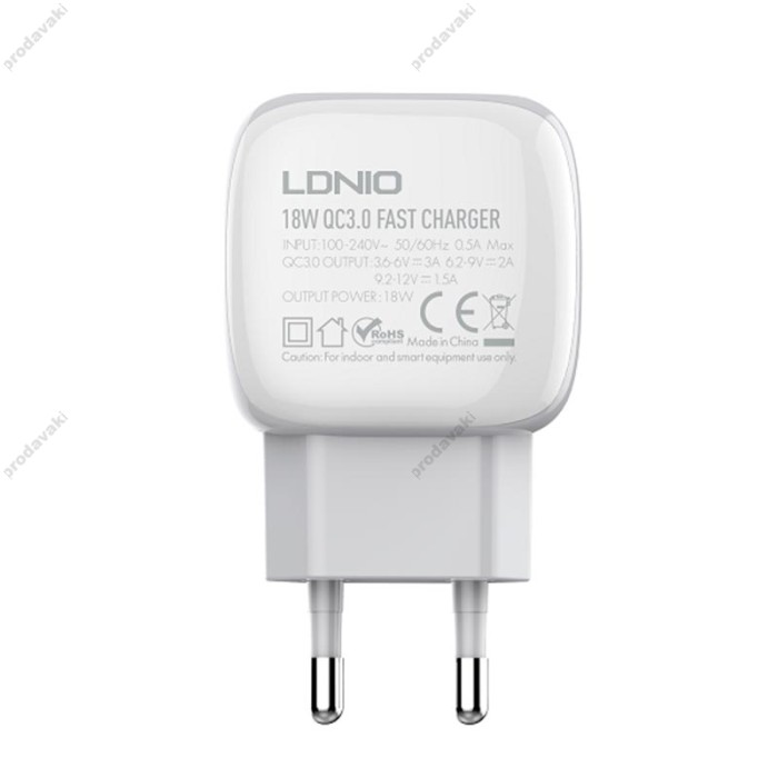 Мережевий зарядний пристрій LDNIO A1306Q Type-C cable 18W White