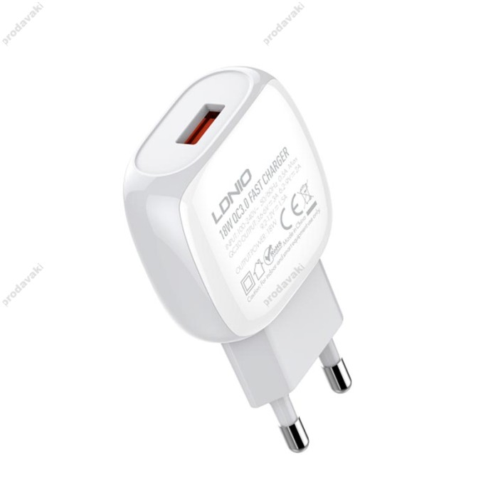 Мережевий зарядний пристрій LDNIO A1306Q Type-C cable 18W White