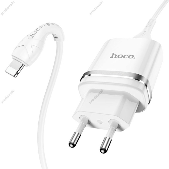 Мережевий зарядний пристрій HOCO N1 Ardent single port charger Lightning cable 12W White
