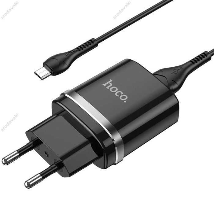 Мережевий зарядний пристрій HOCO N1 Ardent single port charger Micro USB cable 12W Black