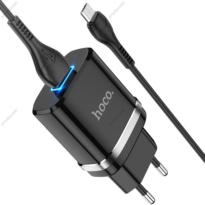 Мережевий зарядний пристрій HOCO N1 Ardent single port charger Micro USB cable 12W Black