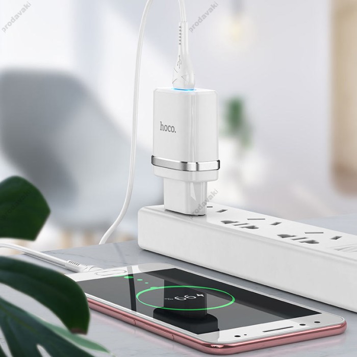 Мережевий зарядний пристрій HOCO N1 Ardent single port charger Micro USB cable 12W White