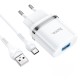 Мережевий зарядний пристрій HOCO N1 Ardent single port charger Type-C cable 12W White