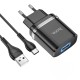 Мережевий зарядний пристрій HOCO N1 Ardent single port charger Type-C cable 12W Black