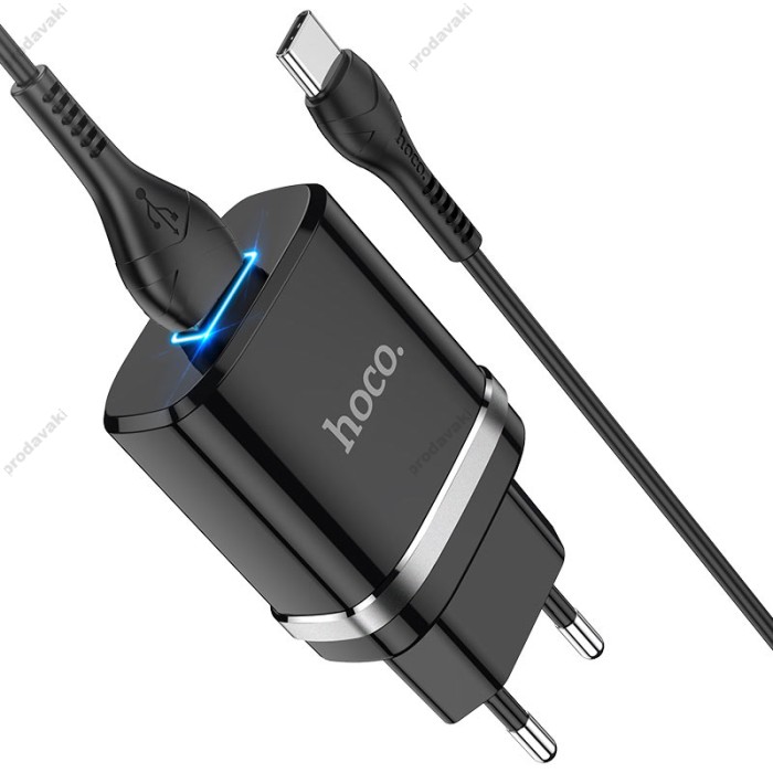 Мережевий зарядний пристрій HOCO N1 Ardent single port charger Type-C cable 12W Black