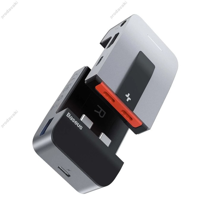 USB-Хаб Baseus Armor Age Bracket 9в1 Type-C to HDMI+3xUSB 3.0+3.5 mm Jack+RJ45+3xUSB-C Grey CAHUB-AJ0G