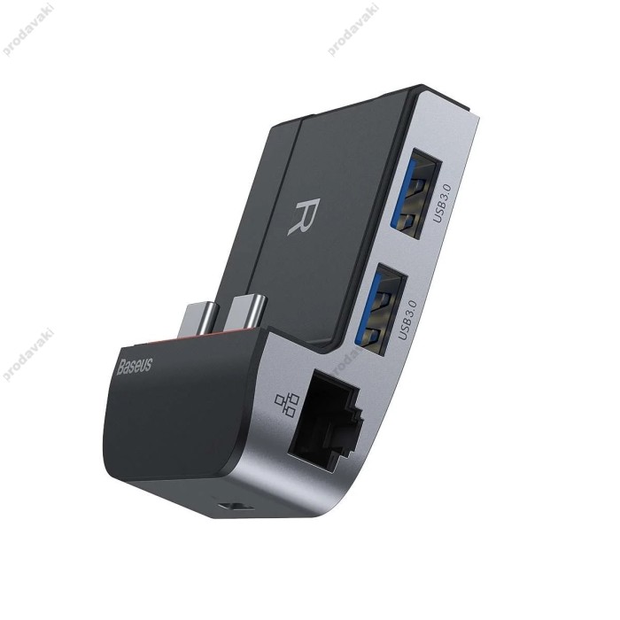 USB-Хаб Baseus Armor Age Bracket 9в1 Type-C to HDMI+3xUSB 3.0+3.5 mm Jack+RJ45+3xUSB-C Grey CAHUB-AJ0G