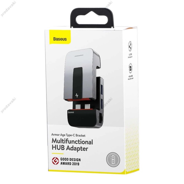 USB-Хаб Baseus Armor Age Bracket 9в1 Type-C to HDMI+3xUSB 3.0+3.5 mm Jack+RJ45+3xUSB-C Grey CAHUB-AJ0G