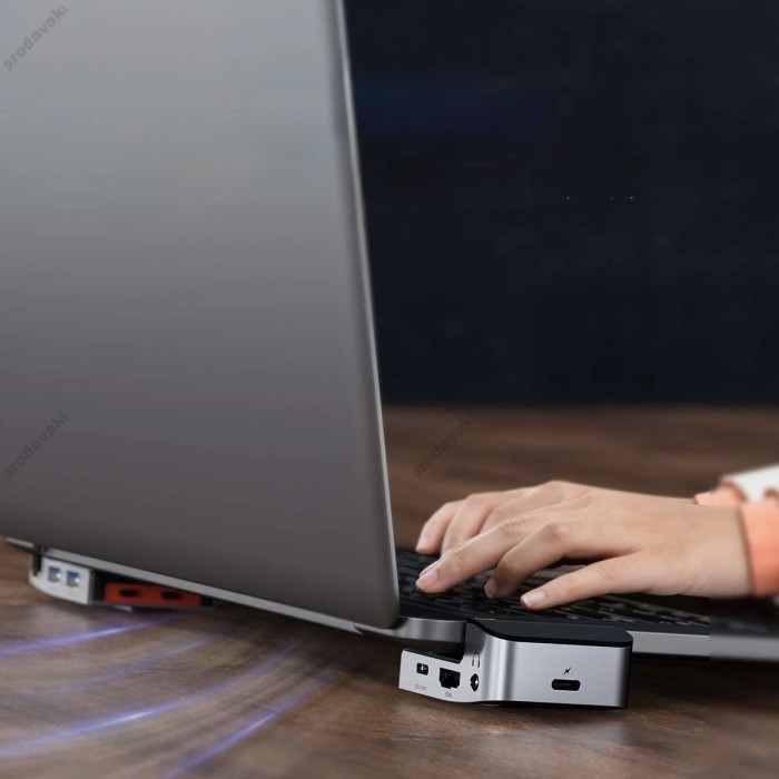 USB-Хаб Baseus Armor Age Bracket 9в1 Type-C to HDMI+3xUSB 3.0+3.5 mm Jack+RJ45+3xUSB-C Grey CAHUB-AJ0G