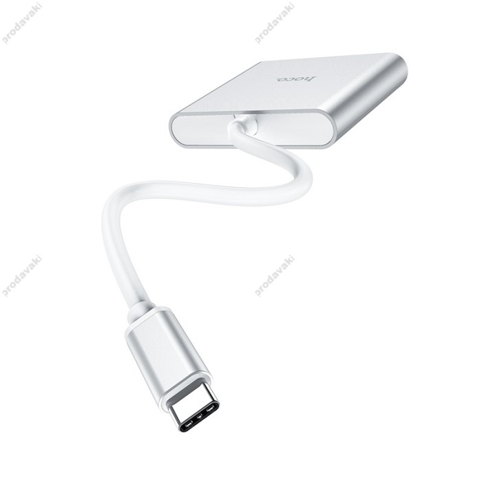 USB-Хаб Hoco HB14 Easy Use adapter 3в1 Type-C to HDMI+USB 3.0+PD Silver