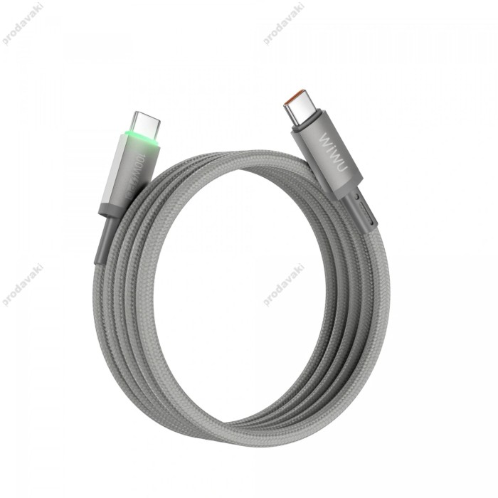 Кабель Wiwu Wi-C084 Maglink Magnetic Series Cable Type-C to Type-C 100W 5A 1m Grey