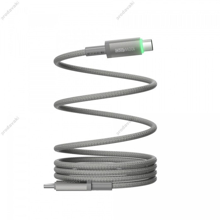 Кабель Wiwu Wi-C084 Maglink Magnetic Series Cable Type-C to Type-C 100W 5A 1m Grey