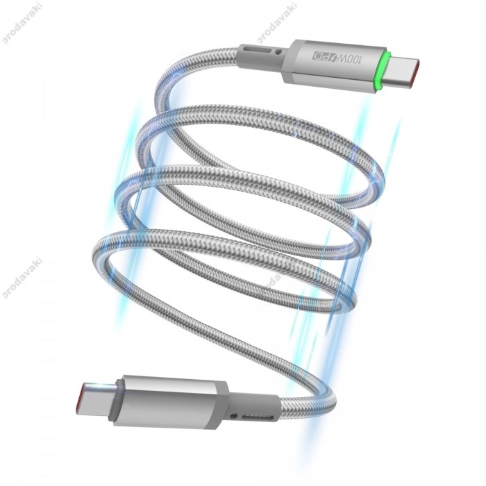 Кабель Wiwu Wi-C084 Maglink Magnetic Series Cable Type-C to Type-C 100W 5A 1m Grey