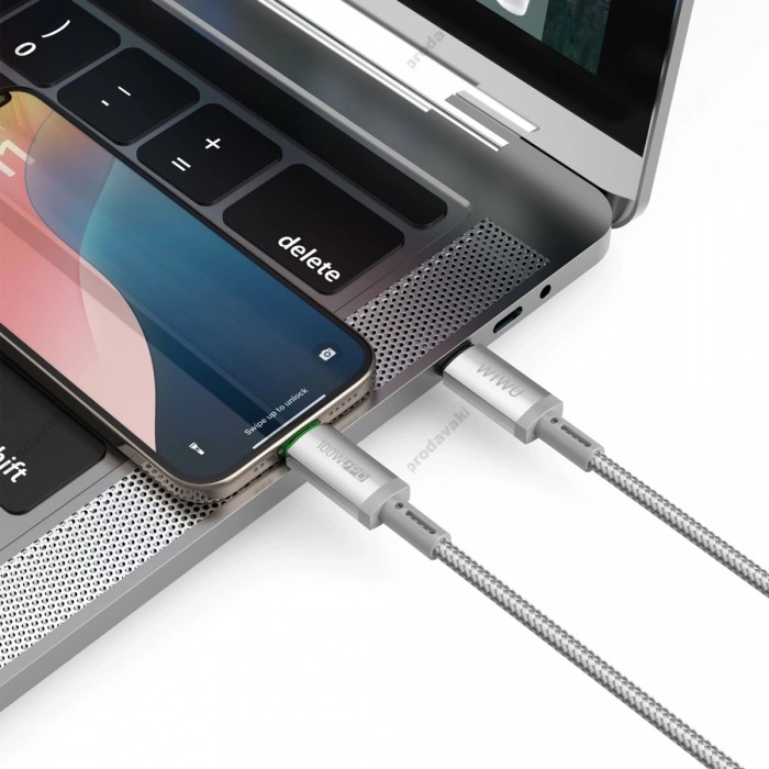 Кабель Wiwu Wi-C084 Maglink Magnetic Series Cable Type-C to Type-C 100W 5A 1m Grey