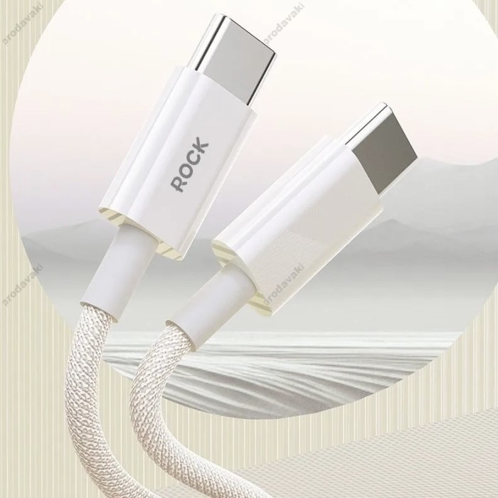 Кабель Rock Z20 Nylon Cable Type-C to Type-C 60W 3A 1m White
