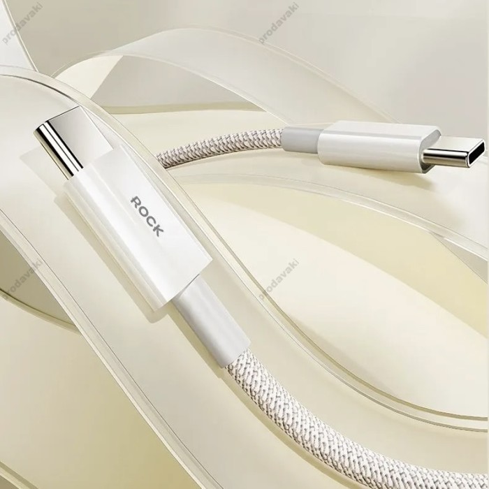 Кабель Rock Z20 Nylon Cable Type-C to Type-C 60W 3A 1m White