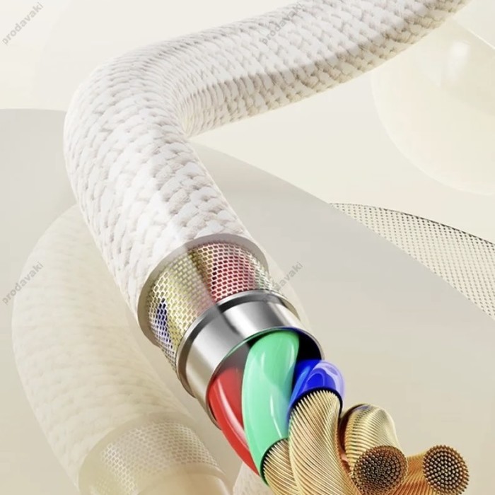 Кабель Rock Z20 Nylon Cable Type-C to Type-C 60W 3A 1m White