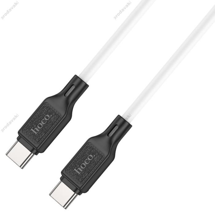 Кабель HOCO X90 Cool silicone charging data cable Type-C to Type-C 60W 3A 1m White