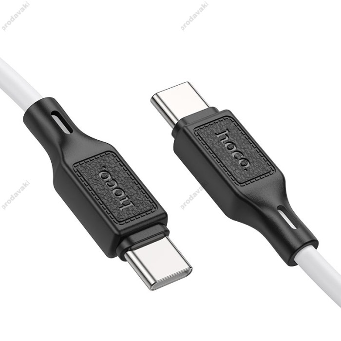 Кабель HOCO X90 Cool silicone charging data cable Type-C to Type-C 60W 3A 1m White
