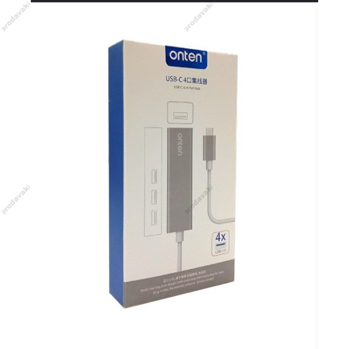 USB-Хаб Onten 95118U Multifunction Adapter 4в1 Type-C to 4xUSB 3.0 Grey