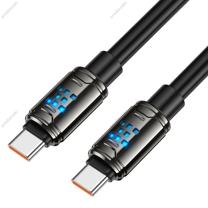 Кабель HOCO U143 Joy charging data cable Type-C to Type-C 240W 5A 1.2m Black