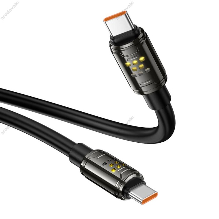 Кабель HOCO U143 Joy charging data cable Type-C to Type-C 240W 5A 1.2m Black
