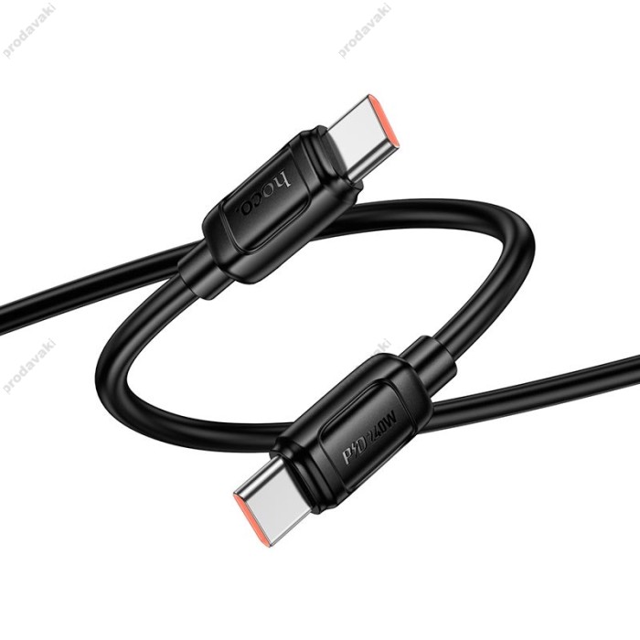 Кабель HOCO X115 Surpass fast charging data cable Type-C to Type-C 240W 5A 1m Black