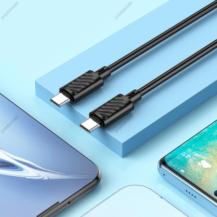 Кабель HOCO X88 Gratified charging data cable Type-C to Type-C 60W 3A 1m Black