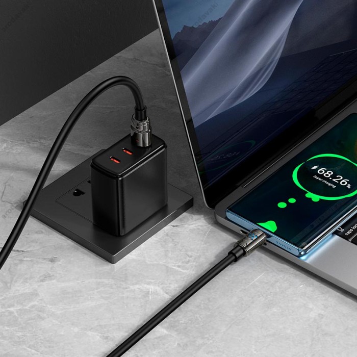 Кабель HOCO U143 Joy charging data cable with display USB to Type-C 5A 1.2m Black