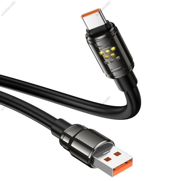 Кабель HOCO U143 Joy charging data cable with display USB to Type-C 5A 1.2m Black