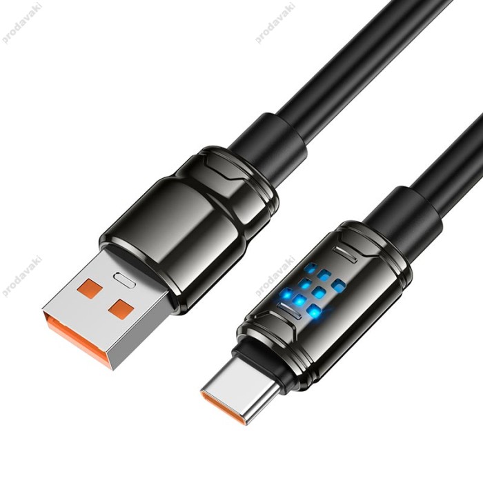 Кабель HOCO U143 Joy charging data cable with display USB to Type-C 5A 1.2m Black
