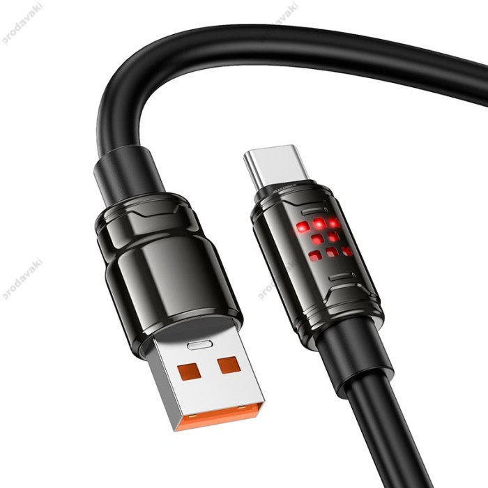 Кабель HOCO U143 Joy charging data cable with display USB to Type-C 5A 1.2m Black
