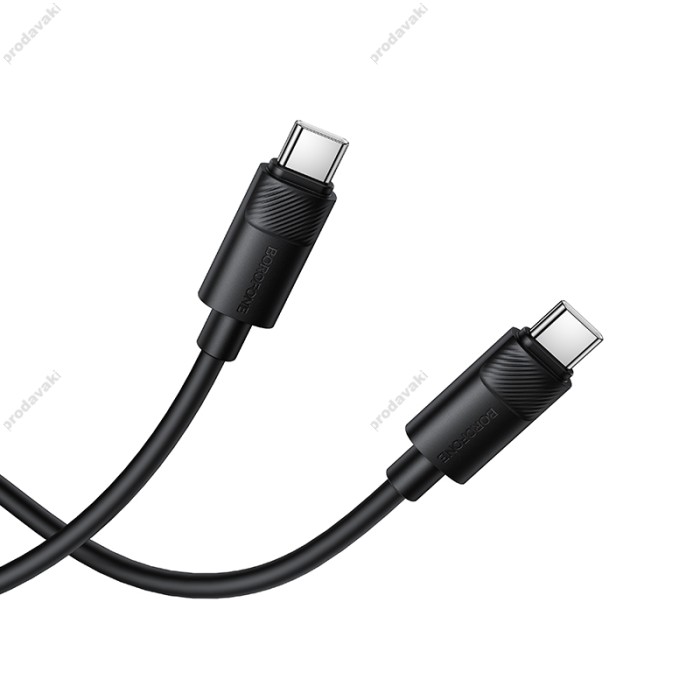 Кабель Borofone BX123 Silicone Cable Type-C to Type-C 60W 3A 1m Black