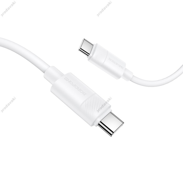 Кабель Borofone BX123 Silicone Cable Type-C to Type-C 60W 3A 1m White