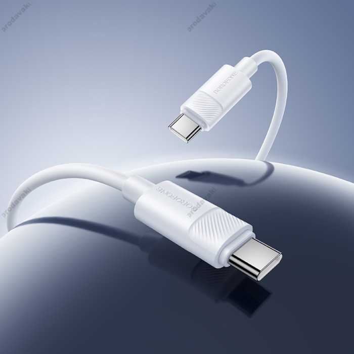 Кабель Borofone BX123 Silicone Cable Type-C to Type-C 60W 3A 1m White