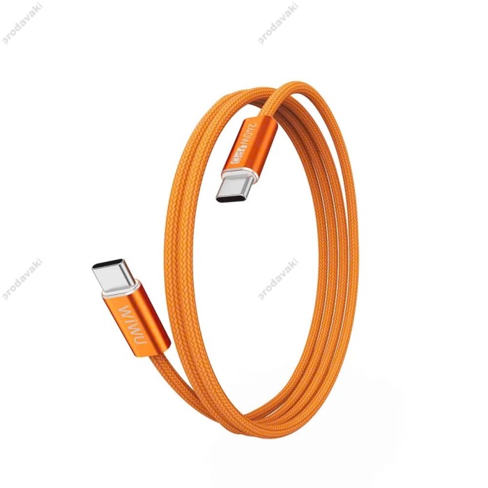 Кабель WiWU Wi-C101 Nylon Cable Type-C to Type-C 240W 5A 1.5m Orange