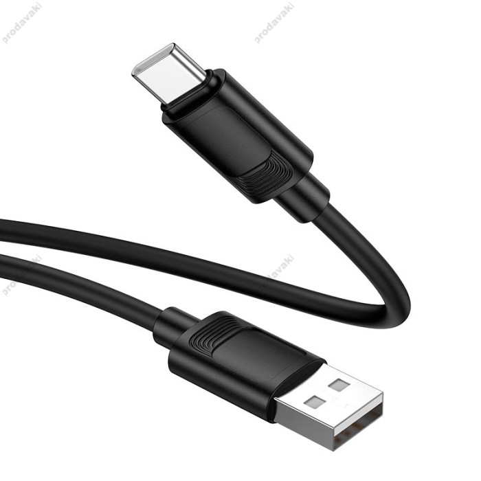 Кабель HOCO X122 Benefit silicone charging data cable USB to Type-C 3A 1m Black