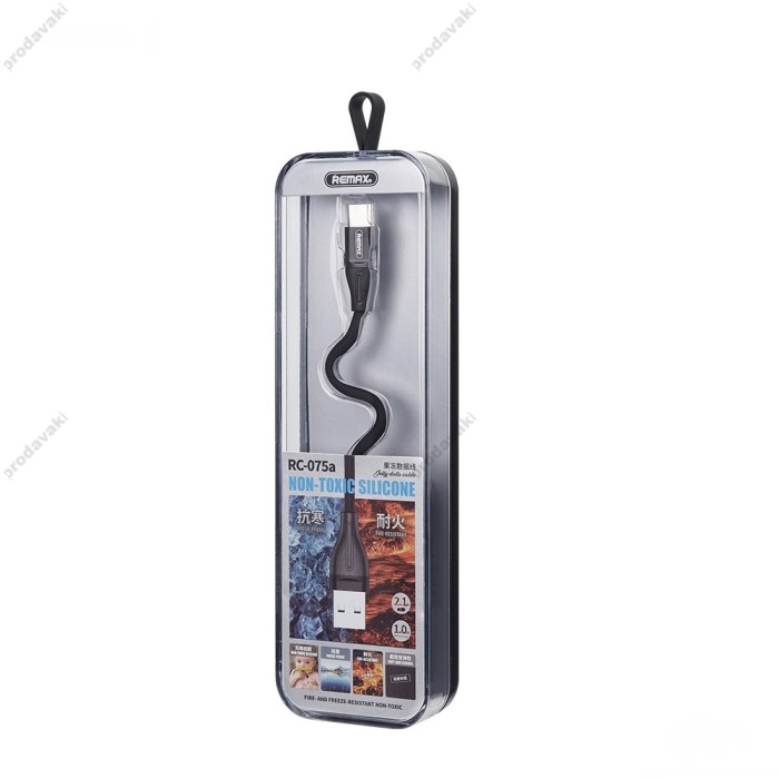 Кабель REMAX RC-075a Jell Series Fire-Cold Resistant Silicone USB to Type-C 2.1A 1m Black