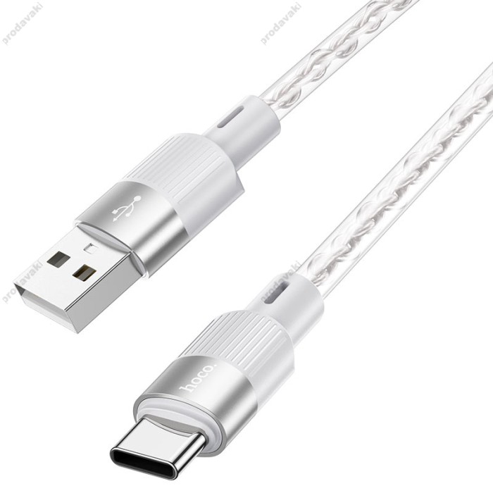 Кабель HOCO X99 Crystal junction silicone charging data cable USB to Type-C 3A 1m Grey
