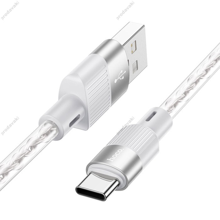 Кабель HOCO X99 Crystal junction silicone charging data cable USB to Type-C 3A 1m Grey
