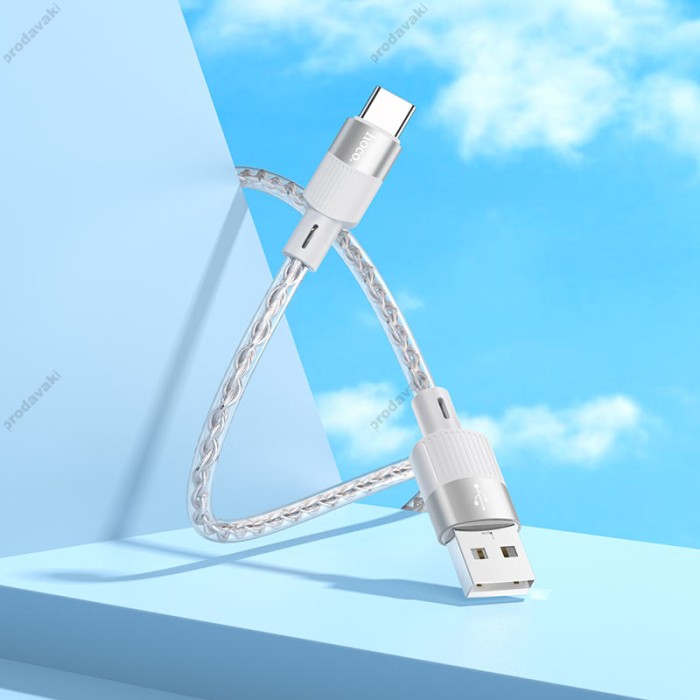 Кабель HOCO X99 Crystal junction silicone charging data cable USB to Type-C 3A 1m Grey