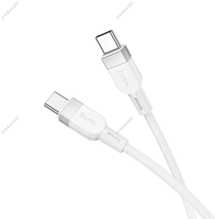 Кабель HOCO X109 Energy silicone charging data cable Type-C to Type-C 60W 3A 1m White