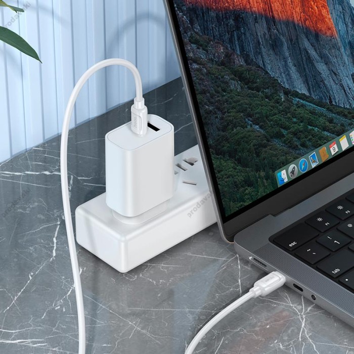 Кабель HOCO X115 Surpass fast charging data cable Type-C to Type-C 60W 3A 1m White