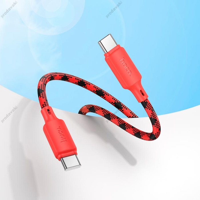 Кабель HOCO X116 Meridian charging data cable Type-C to Type-C 60W 3A 1m Red