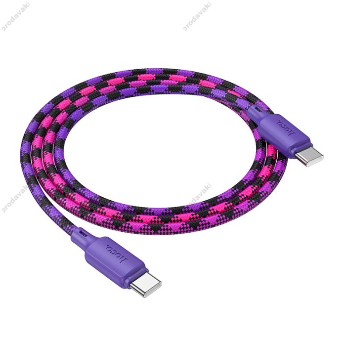 Кабель HOCO X116 Meridian charging data cable Type-C to Type-C 60W 3A 1m Purple