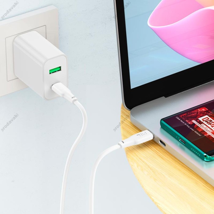 Кабель HOCO X93 Force fast charging data cable Type-C to Type-C 100W 5A 2m White