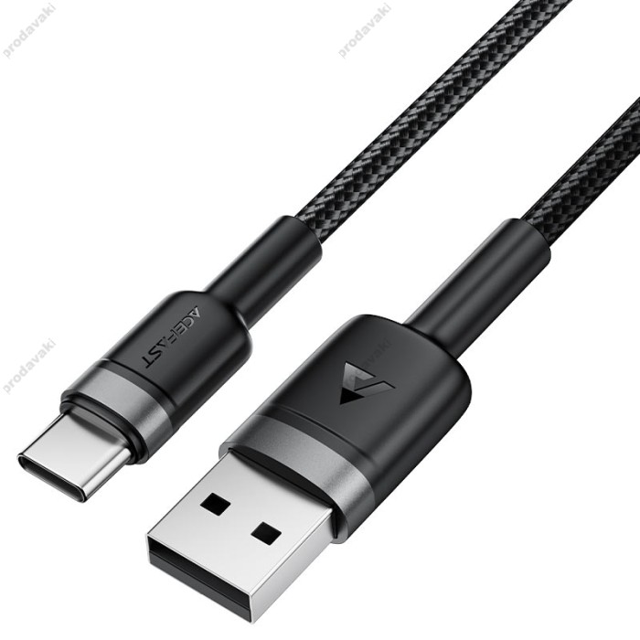 Кабель ACEFAST C22-04 aluminum alloy charging data cable USB to Type-C 3A 1.2m Black