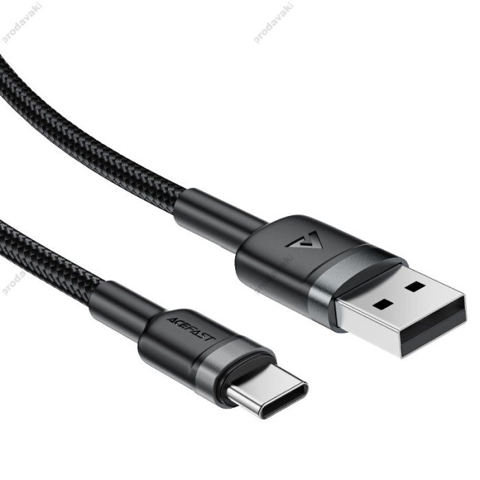 Кабель ACEFAST C22-04 aluminum alloy charging data cable USB to Type-C 3A 1.2m Black