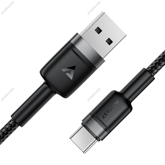 Кабель ACEFAST C22-04 aluminum alloy charging data cable USB to Type-C 3A 1.2m Black